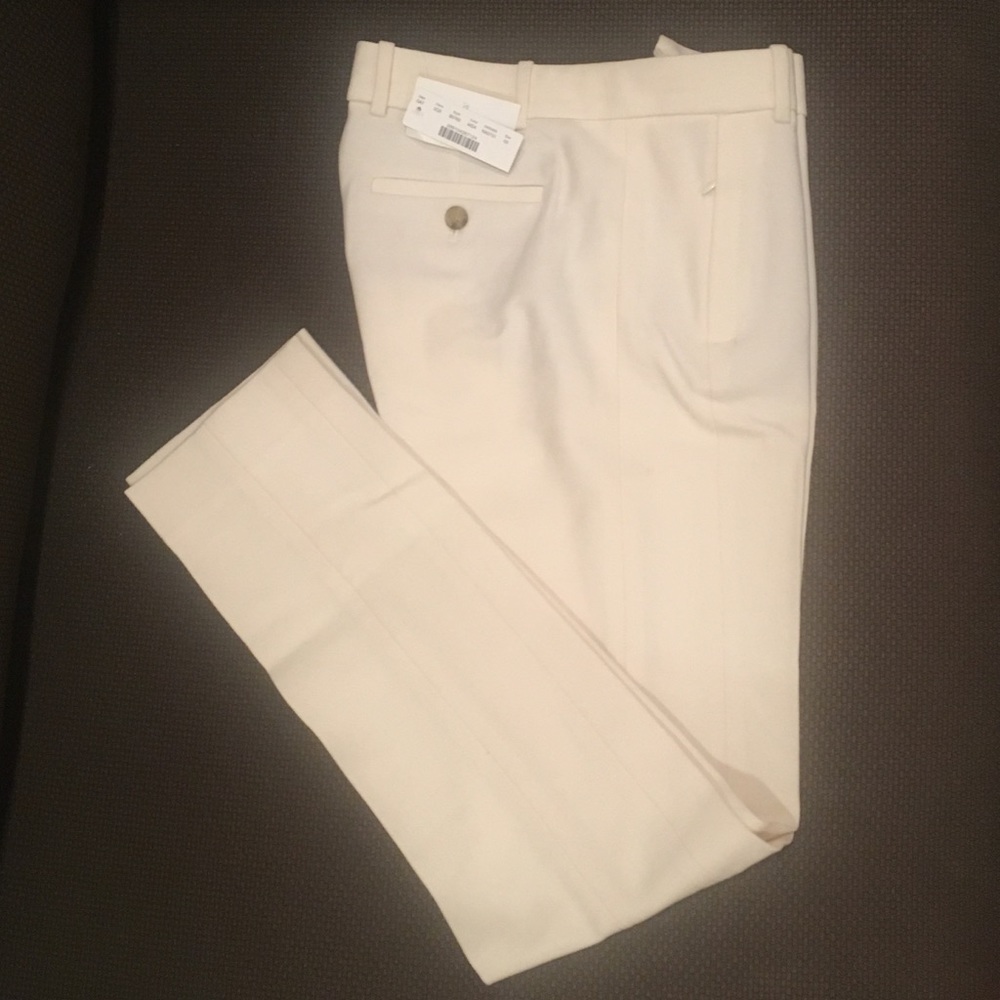 White Wool Pants. Straight leg